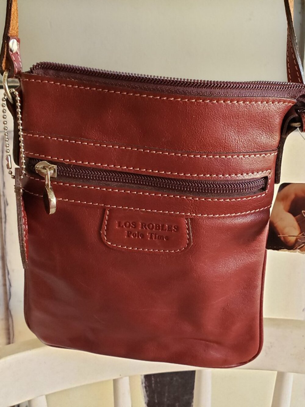 BNWT LOS ROBLES Polo Time leather crossbody (OS) cognac brown